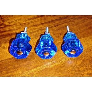 (3) Cobalt Blue Glass Knobs and Hardware Drawer Kitchen Bathroom Cabinet Dresser